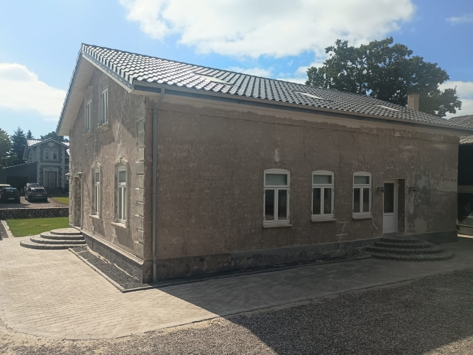 Facade af hus ved sandblæsning i Sønderjylland